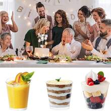 Kubeczki deserowe 210 ml/7 uncji, przezroczyste, wielokrotnego użytku, okrągłe, do deserów domowych, puddingów, musów, lodów, przyjęć degustacyjnych, urodzin, wesel, świąt. Najlepsze na Boże Narodzenie, idealne na Święto Dziękczynienia.