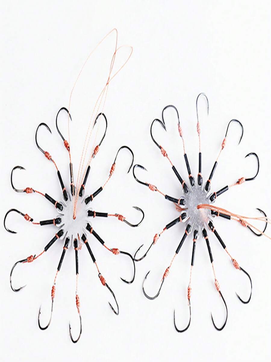 2 件 12 爪防饵爆炸钩旋转钩鱼竿抛竿鲤鱼鲶鱼草鱼钩钓鱼配件 - 黑色 - 查看 1