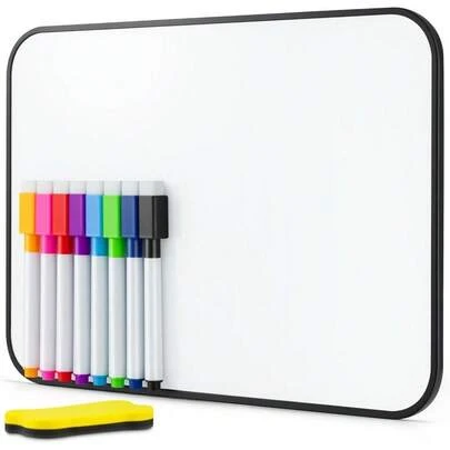 Supernic 1 Pcs A4 Mini Whiteboard, 8.2x11.8 Inch Small Dry Erase Whiteboards, Portable Double-Sided White Board With 8 Pens And 1 Eraser, Reusable Wipe Board For Kids Classroom, Home Office Use