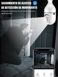 CasaBella Cámara de segur|dad con bombilla wifi 1080p, cámara de segur|dad con bombilla inalámbrica 1080p, cámara de segur|dad E27, visión nocturna en color, rotación de 360°, seguimiento automático de personas, comunicación bidireccional, hogar inteligente - Blanco - Ver 5