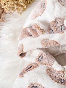 2 件男婴可爱熊印花刺绣连帽羊毛拉链连体衣，秋冬 - 彩色 - 查看 7