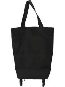 Carrito de Compras Plegable con Ruedas, Bolsa de Compras Plegable con Ruedas, Carrito de Supermercado Plegable, Bolsa de Carrito Reutilizable para Viajar (Verde) (Negro) - 1 - Ver 6