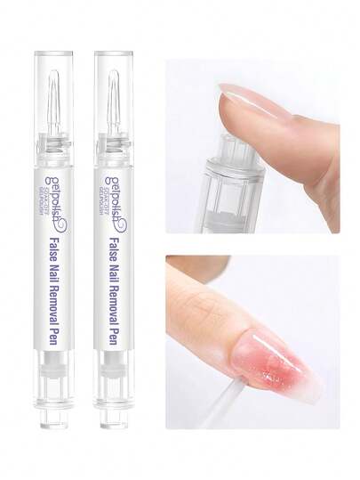2PCS Nail Glue Remover, Upgraded Glue Remover Pen For Press On Nails, Non Acetone Press On Removal, Quick Remove For Nail Tips Fake Nails Solid Glue Gel