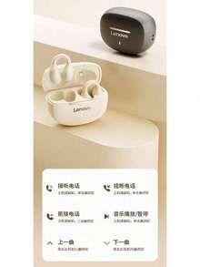 Lenovo Auriculares Bluetooth con clip EA420, abiertos, sin intraauriculares, sin presión, con chip Bluetooth 5.4, antiinterferencias, con clasificación IPX resistente al agua y al sudor, imprescindibles para los amantes del deporte, color negro.