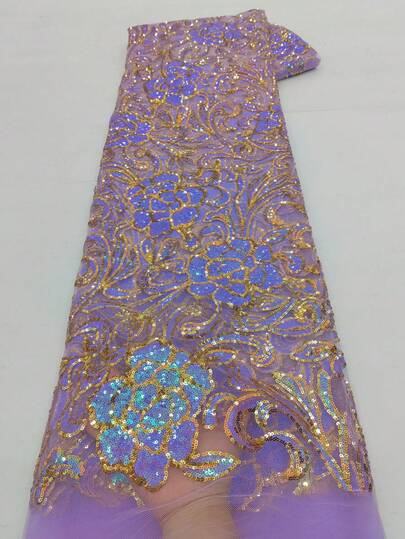 1码/5码高品质尼日利亚法式网纱蕾丝面料，闪亮蕾丝面料，带有星空图案，适合缝制奢华婚纱，并在舞台上打造耀眼光彩。