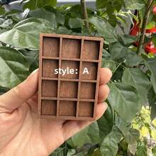 1 pieza Caja de almacenamiento en miniatura, Estantería de joyas de madera en micro escala, Caja de exhibición de almacenamiento de especímenes minerales, Exhibición de almacenamiento en micro escena, Caja de almacenamiento de madera en micro escala