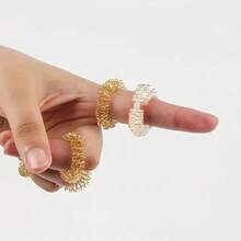 6 peças/10 peças Anéis de Massagem de Dedo com Pressão de Mola | Podem ser Usados Facilmente para Alívio de Estresse, Cor Aleatória