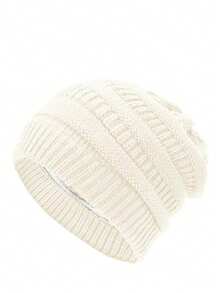 1 Stück Damen Lässig einfarbige gestrickte thermisch gefütterte 5-zackige Sternmütze für Winter und Herbst