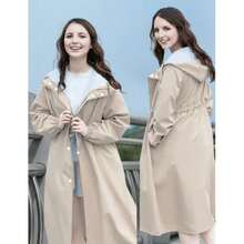 1pc Fashion, Breathable, Adult Waterproof Long Raincoat, Raincoat Hooded Outdoor Hiking Travel Fishing Thickened Drawstring Slim Fitted Rain Poncho, Waterproof & Rainproof Lightweight Hooded Rain Coat,