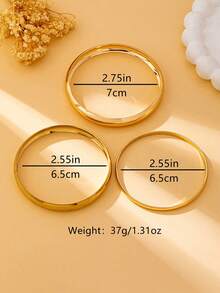 3 件套素面抛光手镯套装，优雅百搭，适合女性