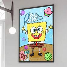 1 pièce Affiche du film Bob l'éponge, Bikini Bottom, Patrick l'étoile, Squidward et autres personnages mignons, convient pour la décoration de la maison, du salon, de la chambre, de la pièce, de l'entrée, du bar, du restaurant, du café, peinture décorative sans cadre