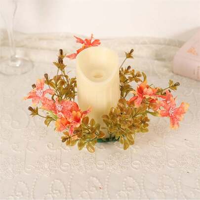 Candle Rings, Realistic Artificial Flower Wreath Spring Home Decor Holiday Party Favor