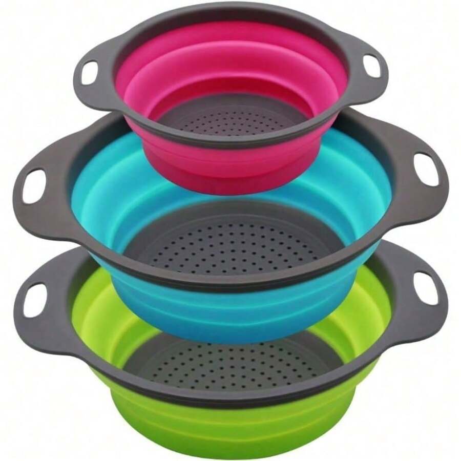 Collapsible Silicone Colander (Green) - Easy Storage, Ideal For Draining Pasta, Veggies & Fruits, Also Works As A Fruit/Berry Bowl, Must-Have For Campers - 綠色 - 查看 1