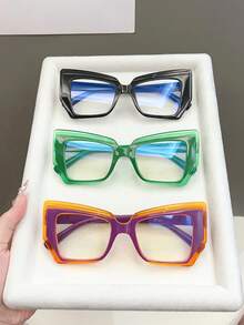 3pcs Cute PC (Polycarbonate) Women's Cat Eye Optical Glasses Frame, European & American Y2K Style For Party, Gathering, Street Snap