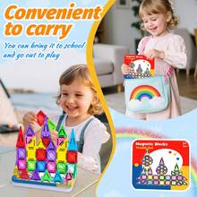 Magnetic Blocks For Kids, 62/50/110/150 Pieces Magnetic Building Blocks,Magnet Blocks Travel Construction Set With Storage Iron Box,Toddler Puzzle Birthday Gift Toys For Boys And Girls Ages 3+,Random Color - Multicolor - View 4