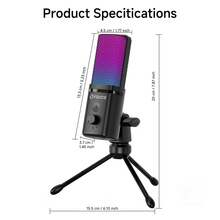 M160 USB Gaming Microphone With RGB Dynamic Color, Touch Mute Button, Headphone Jack, Tripod Shock Mount,For PC PS 5/4