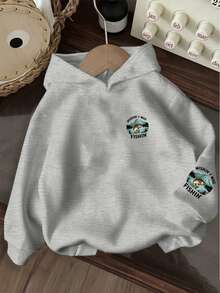 Tween Boy Graphic Print Thermal Lined Hoodie Sweatshirt, Warm & Comfortable For Autumn/Winter