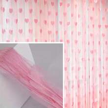1PC Romantic Love Line Curtain, Lovely Princess Room Valentine's Day Decoration Curtain, Tassel Partition Curtain, Door Decoration Curtain, Room Decor