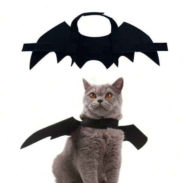 1 Stück süßes schwarzes Fledermaus Flügel Haustier Kostüm, geeignet für Katzen und kleine Hunde - weiches Material, ganzjährig, mit Verschlussöse, perfekt für Halloween, Cosplay und Themenfeiern, Halloween Outfit