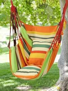 A Hanging Hammock Chair With A Sturdy Design Featuring Multiple Ropes, Comfortable And Durable, Perfect For Outdoor Use, Patios, Bedrooms, Terraces, - Multicolor - View 1