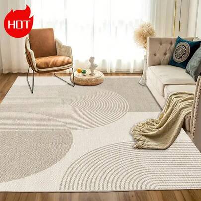 1 pieza Alfombra de área geométrica minimalista moderna - Poliéster, lavable a máquina, rectangular, tamaño grande (el lado talla grande largo ≥180 cm), adecuada para sala de estar, dormitorio, oficina y área de ocio - Alfombra de interior de talla grande de 2,16 metros cuadrados Decoración navideña Alfombra de cocina