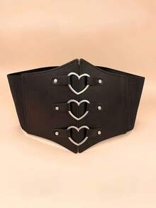 1pc Heart-Shaped Cinch Waist Belt, French Retro Style Elastic Waist Cincher For Dresses, Shirts, Sweaters, Suits, Versatile Fashion Accessory For Women Halloween Costume