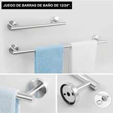 8-Piece Stainless Steel Bathroom Accessory Set, Silver - Black - View 4