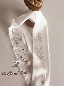 定制婚礼花束丝带雪纺花束丝带手工包边 - 可定制姓名和日期，适用于新娘花束和婚礼装饰，是婚礼仪式、生日派对、圣诞节、新年和情人节礼物包装、派对装饰的理想之选 - 彩色 - 查看 1