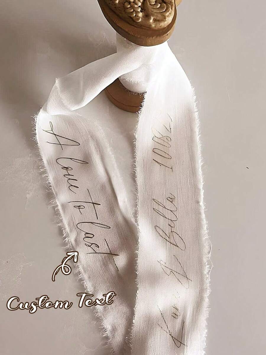 定制婚礼花束丝带雪纺花束丝带手工包边 - 可定制姓名和日期,适用于新娘花束和婚礼装饰,是婚礼仪式、生日派对、圣诞节、新年和情人节礼物包装、派对装饰的理想之选 - 彩色 - 查看 1