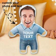 Personalized Picture Customized Pillow, Cute Cartoon Image Design, Blue Pants, Portrait Customized Pillow, Double-Sided Printing, Sofa Pillow, Unique Birthday Gift, Christmas, Halloween, Thanksgiving, For Family And Friends - Quần áo màu vàng - Xem 7