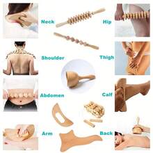 1 طقم أسطوانة تدليك خشبية، صندوق أدوات تدليك خشبي، مدلك يدوي خشبي - أدوات تدليك الجسم، المدرسة، العودة إلى المدرسة، السفر، لوازم السفر، أثاث المنزل، منتجع صحي، أدوات تدليك، تدليك