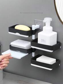 Rotating Soap Dish, Wall Mounted Bathroom Soap Holder, Drain Soap Dish, Creative Storage Rack - Multicolor - View 1