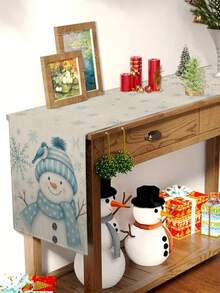 1pc Blue Christmas Snowman Table Runner, Christmas Decorative Table Runner, Christmas Linen-Like Table Runner, Table Runner, Table Runner, 1pc Table Runner, 4pcs Placemats, 1pc Cushion Cover, 3 Products Available, Seasonal Home Decor Indoor & Outdoor Party Supplies For Winter, Christmas Home Decor, Christmas Room Decor, Christmas Party Decorations