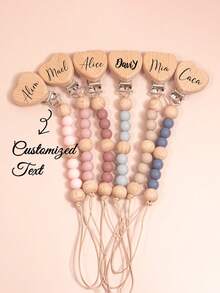 1 Personalized Pacifier Clip Custom Baby Pacifier Clip DIY Custom Name Mouth Clip Mouth Chain - Friend Gift/Comfort Gift/Wooden Chain Gift/Holiday Gift/Birthday Gift/New Year Gift, First Gift, Super Cute ,Sequins Colorful,Cute,Adorable,Funny,Kawaii Custom,Personalized,Unique,Customized Ideal Gifts For Him