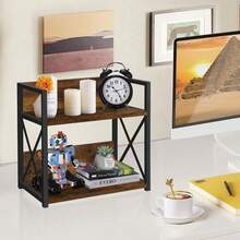 Organizador de estantes para encimera, accesorios para barra de café, estante para especias, estante para encimera de café, estación organizadora de café de 2 niveles para tazas, vasos, crema y sirope(marrón)