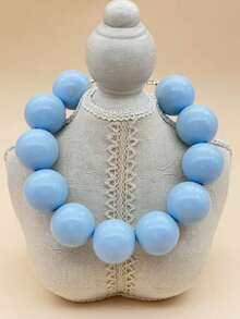 1 chiếc vòng cổ hạt cườm cỡ lớn phong cách Bohemian, thiết kế tối giản phóng đại dành cho phụ nữ, tiệc tùng và tụ họp, có sẵn màu hồng, đỏ tía, xám, xanh lam, xanh lá cây, vàng, tím, đen - vòng cổ - Xem 9