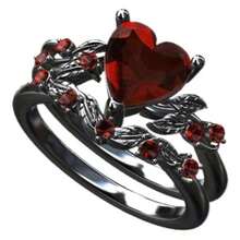 2pcs/Set Luxury Women Fashion Square Synthetic Zirconia Engagement Wedding Rings Set, Elegant Princess Charming Precise Proposal Promise Ring, Birthday Party Anniversary Memorial Ring, Valentine's Christmas Gift - Red - View 8