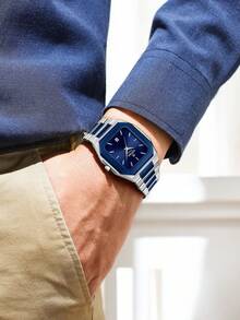 REWARD REWARD Men's Quartz Watch Business Fashion Style Timing Calendar Luminous Hands Multi-Functional Men Wristwatch High Quality Gift Classic Design Stainless Steel Watch Band