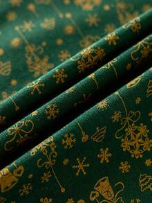 1pc Merry Christmas Green Rectangle Tablecloth, Christmas Golden Bells, Beige Tassel Decor, Washable, Dining Table Cover, Holiday Home Decor, Party Tablecloth, Dresser Scarf, Festive Occasion Decoration, Suitable For Kitchen, Dining Room, Wedding, Holiday, Party, New Year, Christmas Decor, Gift - Green - View 11