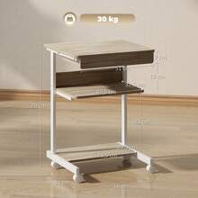 Escritorio rodante HOMCOM con cajón y estantes, 4 ruedas, compacto, placa de soporte, metal en sitio - 1 - Ver 3