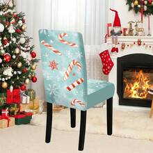 1/4/5/6/7/36 pièces Ensemble de housses de chaise/housses imprimées de canne de bonbon rayée rouge et blanche et de flocon de neige, convient pour la maison, le restaurant, l'hôtel, idéal pour la décoration quotidienne moderne. La nappe s'adapte à une table carrée, la housse de chaise élastique est lavable.