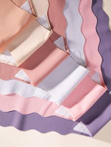 6 件女士舒适纯色无缝波浪边内裤，面料柔软简约女士内衣 - 彩色 - 查看 4