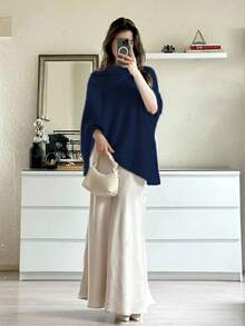 2025 Simple Comfortable Shawl Top, Elegant And Dignified, Spring/Autumn Fashion Elegant Loose Knit Shawl Top, Women, Loose Fit, Lightweight, Autumn, Casual Travel Beach Versatile Style