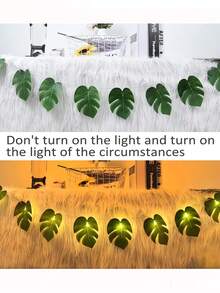 1 pieza 2 M 10 Luces Decorativas de Hojas de Palma Tropical LED Luz de Fiesta de Playa Luz de Simulación de Caparazón de Tortuga Cuerda de Luces Decorativas de Verano Elegante para Sala de Estar, Dormitorio, Balcón, Patios, Comunidades al Aire Libre, Parques, Atracciones Culturales y Turísticas, Jardines Municipales, Villas, Plazas Comerciales, Fiestas, Halloween, Festivales, Reuniones con Tema Forestal (Sin Batería)