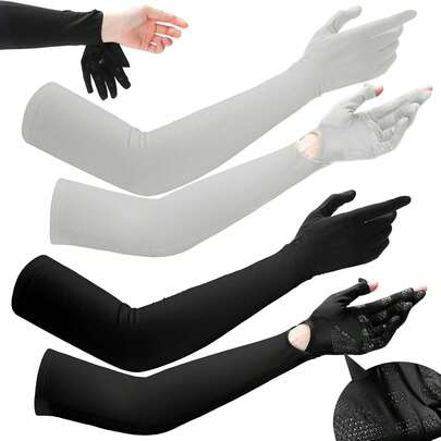 Guantes para Manejar Mujer UV,Mangas para Brazos uv Hombre-Mujer,UPF 50+Guantes Largos Mujer,Guantes para Sol Mujer,Muñeca y Brazo Ajustables,Pantalla Táctil