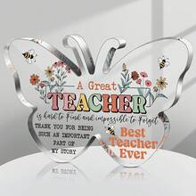 1 pezzo Regalo di apprezzamento per l'insegnante in acrilico, regalo di ringraziamento per l'insegnante dallo studente, decorazione da scrivania per l'ufficio con anno di laurea (Farfalla elegante)