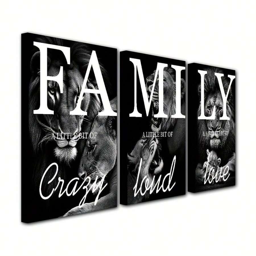 3 tấm áp phích vải canvas, nghệ thuật hiện đại, gia đình sư tử, món quà lý tưởng cho phòng khách, nhà bếp, trang trí tường nghệ thuật trang trí tường, trang trí nhà cửa, nghệ thuật tường, trang trí phòng, trang trí phòng, không có khung - Nhiều màu - Xem 1