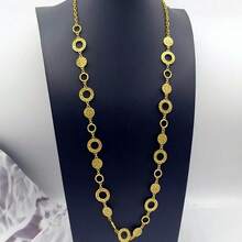 1pc Vintage Elegant Geometric Hollow Hammered Metal Long Necklace, Versatile Fashion Accessory Suitable For Women's Street Style, Dates, Parties, Casual, Vacation