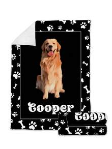 1pc Custom Photo Blanket For Bed, Multipurpose Living Room Sofa Outdoor Beach Camping Pet, Personalized Family/Pet/Couple Text Printed Bedding Blanket, Personalized Christmas Gifts, Family Gift, Birthday Gifts, Gift For Friend, Gift For Her