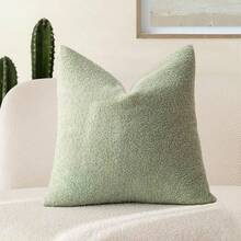 1 件鼠尾草绿色（无填充）卷曲蓬松装饰枕套 - 柔软、中性、蓬松毛绒靠垫保护套，适用于沙发、卧室、家居装饰，全年使用 - 鼠尾草綠 - 查看 12